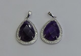 NGP6335 25*30mm teardrop amethyst gemstone pendants wholesale