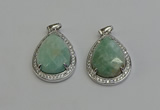 NGP6338 25*30mm teardrop amazonite gemstone pendants wholesale