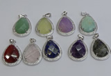 NGP6348 25*30mm teardrop mixed gemstone pendants wholesale