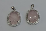 NGP6351 25*30mm oval rose quartz gemstone pendants wholesale