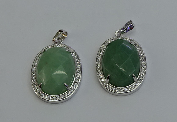 NGP6359 25*30mm oval green aventurine pendants wholesale