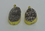 NGP6373 25*35mm - 26*40mm freeform plated druzy agate pendants