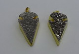 NGP6375 23*42mm - 25*45mm arrowhead plated druzy agate pendants