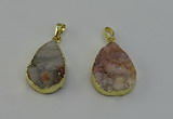 NGP6390 20*30mm - 25*30mm flat teardrop druzy agate pendants