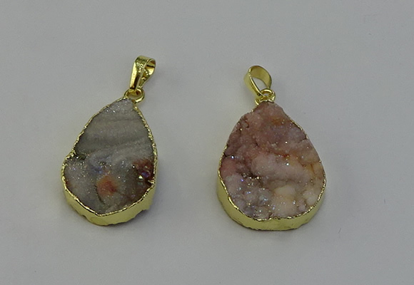 NGP6390 20*30mm - 25*30mm flat teardrop druzy agate pendants