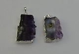 NGP6398 18*30mm - 25*40mm freeform druzy amethyst pendants