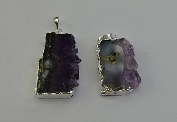 NGP6398 18*30mm - 25*40mm freeform druzy amethyst pendants