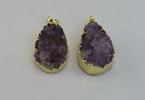 NGP6406 22*30mm - 25*35mm teardrop druzy amethyst pendants