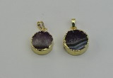 NGP6407 18mm - 20mm coin druzy amethyst pendants wholesale