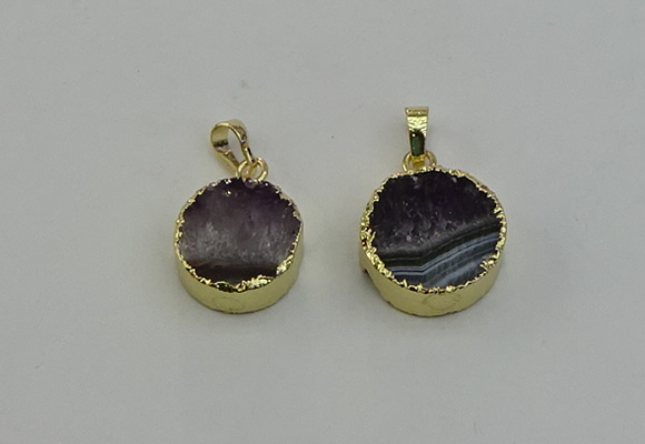 NGP6407 18mm - 20mm coin druzy amethyst pendants wholesale