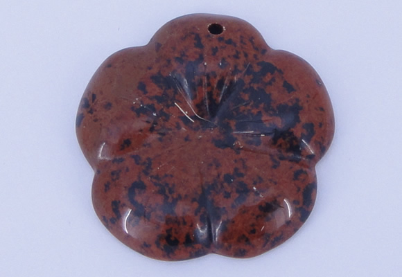 NGP643 5pcs 6*40mm flower mahogany obsidian gemstone pendants