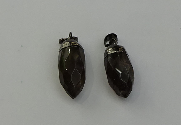 NGP6435 12*24mm - 15*30mm faceted bullet smoky quartz pendants