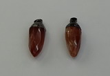 NGP6442 12*24mm - 15*30mm faceted bullet red rabbit hair pendants