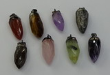 NGP6448 12*24mm - 15*30mm faceted bullet mixed gemstone pendants