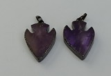 NGP6455 22*28mm - 25*35mm arrowhead amethyst gemstone pendants