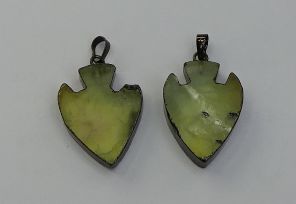 NGP6456 22*28mm - 25*35mm arrowhead green rutilated quartz pendants