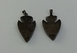 NGP6458 22*28mm - 25*35mm arrowhead smoky quartz pendants