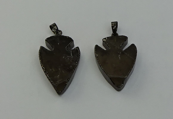 NGP6458 22*28mm - 25*35mm arrowhead smoky quartz pendants