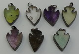 NGP6468 22*28mm - 25*35mm arrowhead mixed gemstone pendants