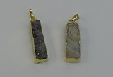 NGP6497 9*35mm - 10*30mm rectangle plated druzy agate pendants