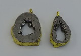 NGP6506 30*40mm - 35*45mm freeform plated druzy agate pendants