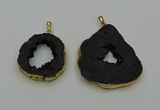 NGP6507 30*40mm - 35*45mm freeform plated druzy agate pendants