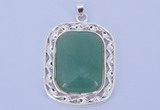 NGP652 5pcs 38*40mm rectangle brass with green aventurine pendants