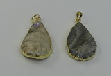 NGP6550 25*35mm - 25*40mm teardrop plated druzy agate pendants