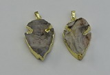 NGP6552 25*35mm - 26*40mm arrowhead druzy agate pendants