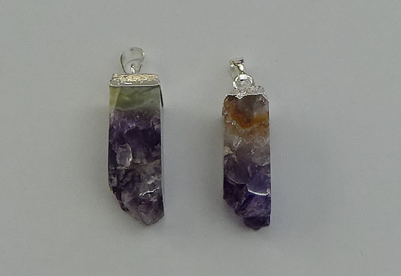 NGP6556 10*20mm - 11*30mm sticks druzy amethyst pendants