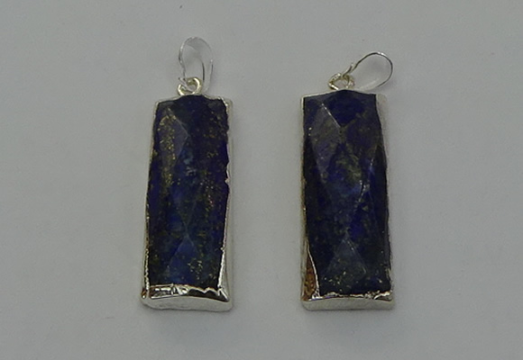 NGP6566 14*30mm - 15*38mm faceted rectangle lapis lazuli pendants