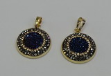 NGP6586 22mm - 22mm coin plated druzy agate gemstone pendants