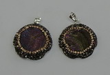 NGP6594 28mm - 30mm flower plated druzy agate gemstone pendants