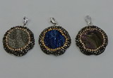 NGP6598 28mm - 30mm flower plated druzy agate gemstone pendants