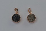 NGP6600 15mm - 16mm coin druzy agate gemstone pendants