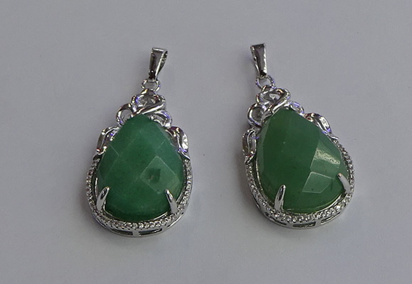 NGP6616 22*30mm faceted teardrop green aventurine gemstone pendants