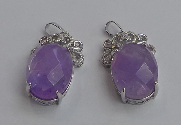 NGP6630 18*25mm faceted oval light amethyst gemstone pendants