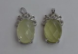 NGP6633 18*25mm faceted oval lemon quartz gemstone pendants