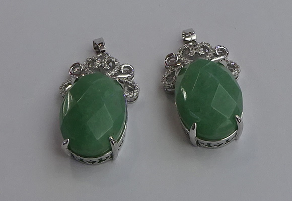 NGP6638 18*25mm faceted oval green aventurine gemstone pendants