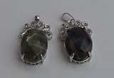 NGP6640 18*25mm faceted oval labradorite gemstone pendants