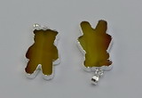 NGP6652 22*38mm Animal or V-shaped agate gemstone pendants