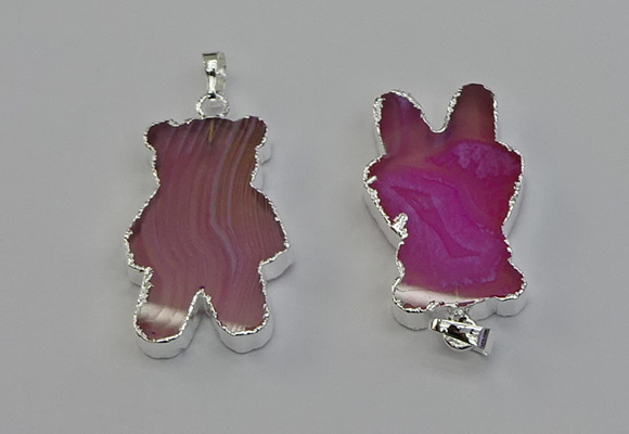 NGP6654 22*38mm Animal or V-shaped agate gemstone pendants