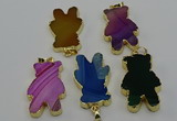 NGP6666 22*38mm Animal or V-shaped agate gemstone pendants