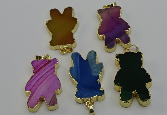 NGP6666 22*38mm Animal or V-shaped agate gemstone pendants