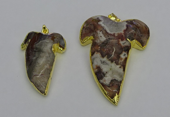 NGP6691 25*30mm - 30*40mm tooth agate gemstone pendants wholesale