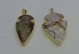 NGP6693 20*35mm - 30*45mm arrowhead agate gemstone pendants