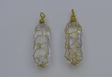 NGP6730 13*40mm sticks white crystal gemstone pendants wholesale