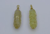 NGP6739 13*40mm sticks lemon quartz gemstone pendants wholesale