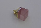 NGP6761 15*22mm cube rose quartz gemstone pendants wholesale