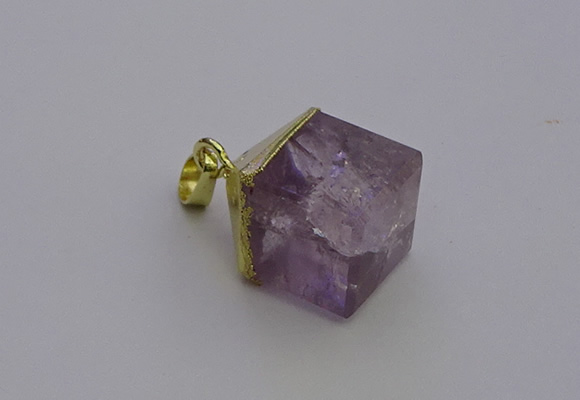 NGP6765 15*22mm cube light amethyst gemstone pendants wholesale